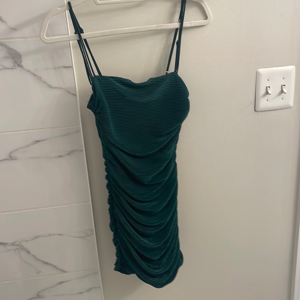 Lucy in the sky Arabelle Pleated Bodycon Dress in Turquoise